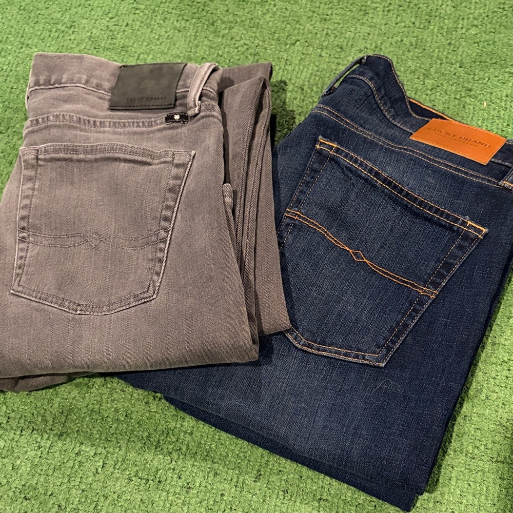 2 pairs of Lucky Brand 363 Gray and Blue Men's Jeans
